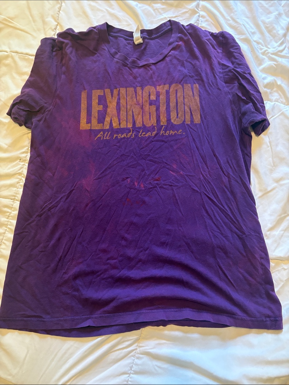 Distressed LEXINGTON Purple Graphic Tee - "All Roads Lead Home"